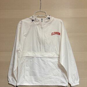 Mens White Champion Clemson Hoodie Jacket Anorak Lightweight Size Small